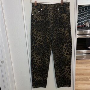 Gaojiechaoke Fashion Jeans Leopard Print Denim Jeans | L